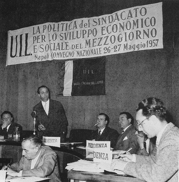 Napoli 26 maggio 1957 Convegno naz per il mezzogiorno sx Viglianesi, Ugo La Malfa, Raffaele Vanni e Camillo Benevento