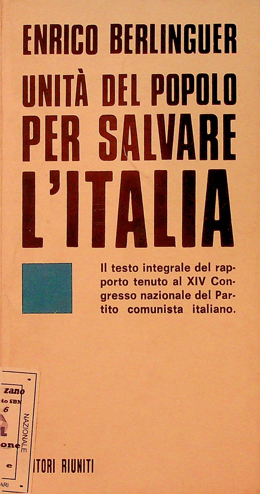 Unità del popolo per salvare l’Italia